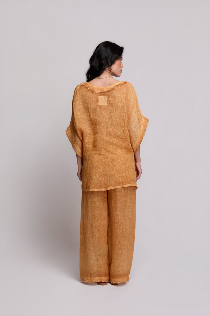 Calça Gaia Gaze de Linho Caramelo