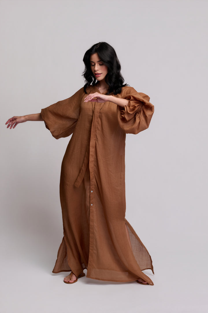Vestido Flora Rami Marrom