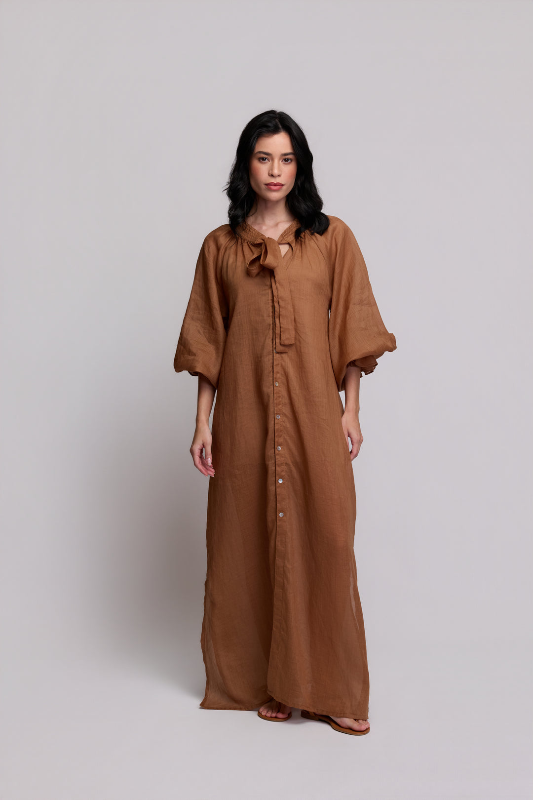 Vestido Flora Rami Marrom