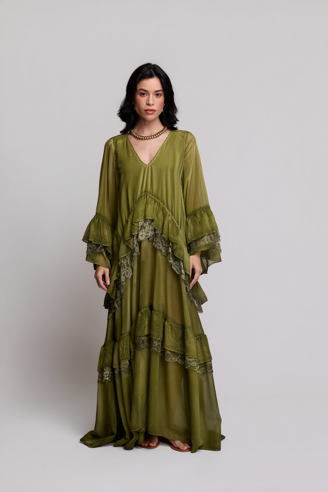 Brigite Green Linen Gauze Skirt
