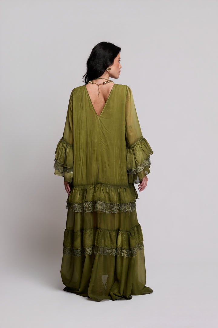 Brigite Green Linen Gauze Skirt