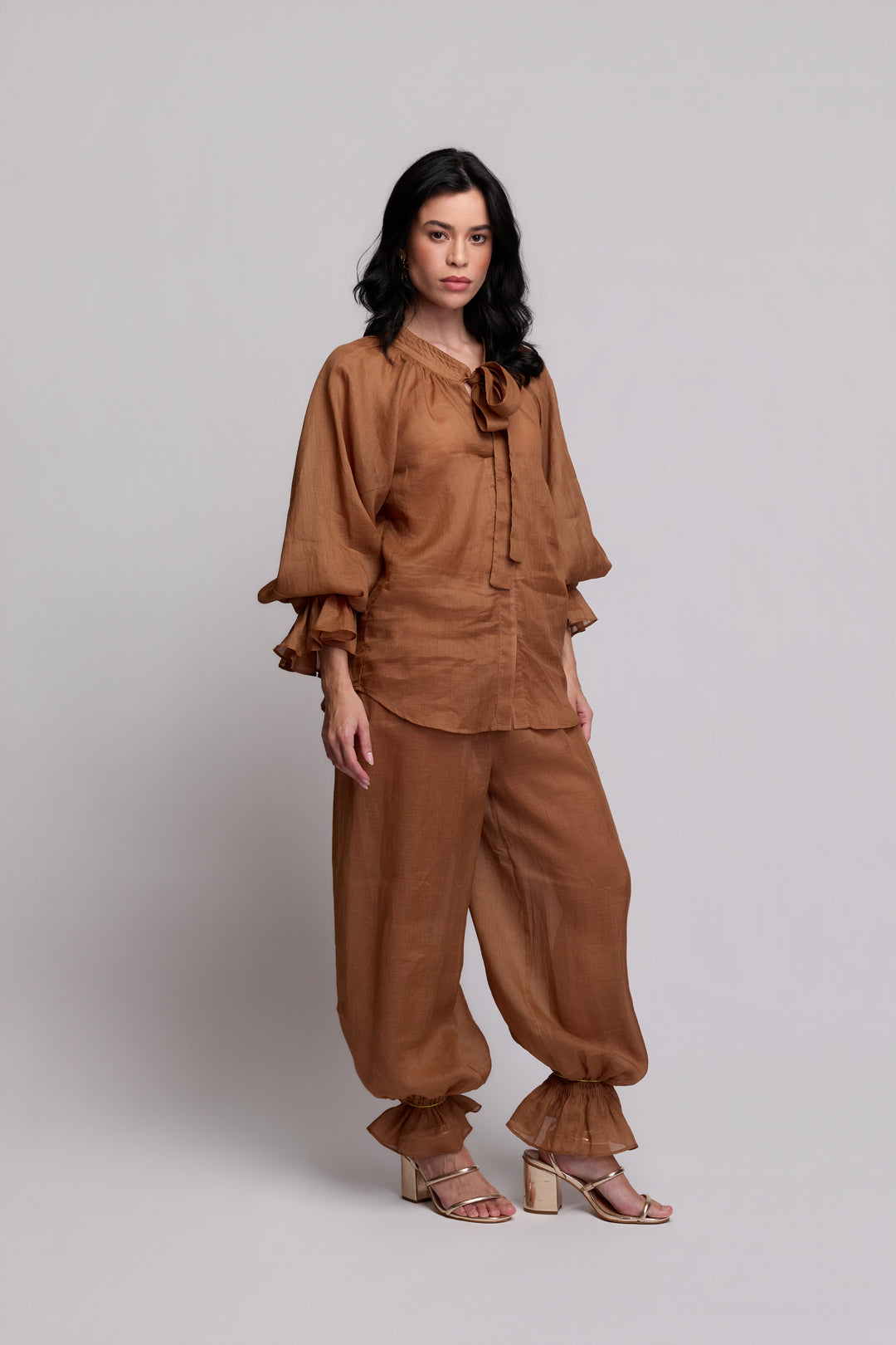 Calça Aladim Flora Rami Marrom