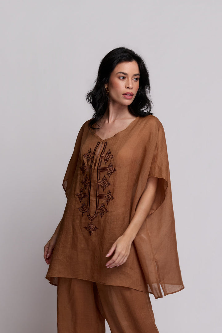 Calça Aladim Flora Rami Marrom
