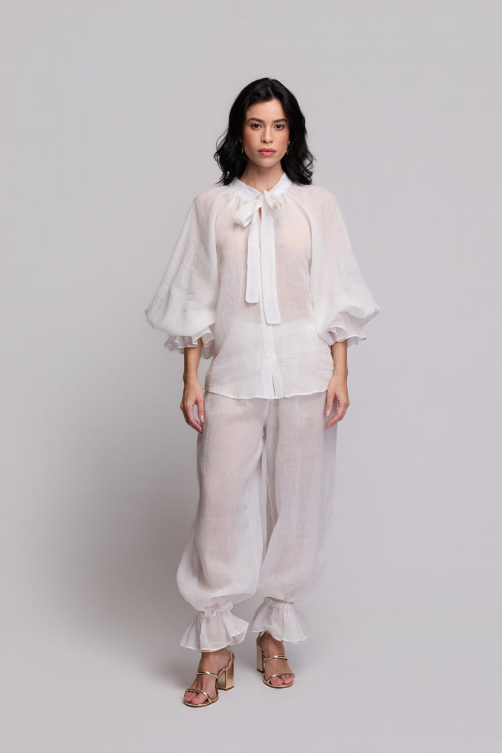 Calça Aladim Flora Rami Branco