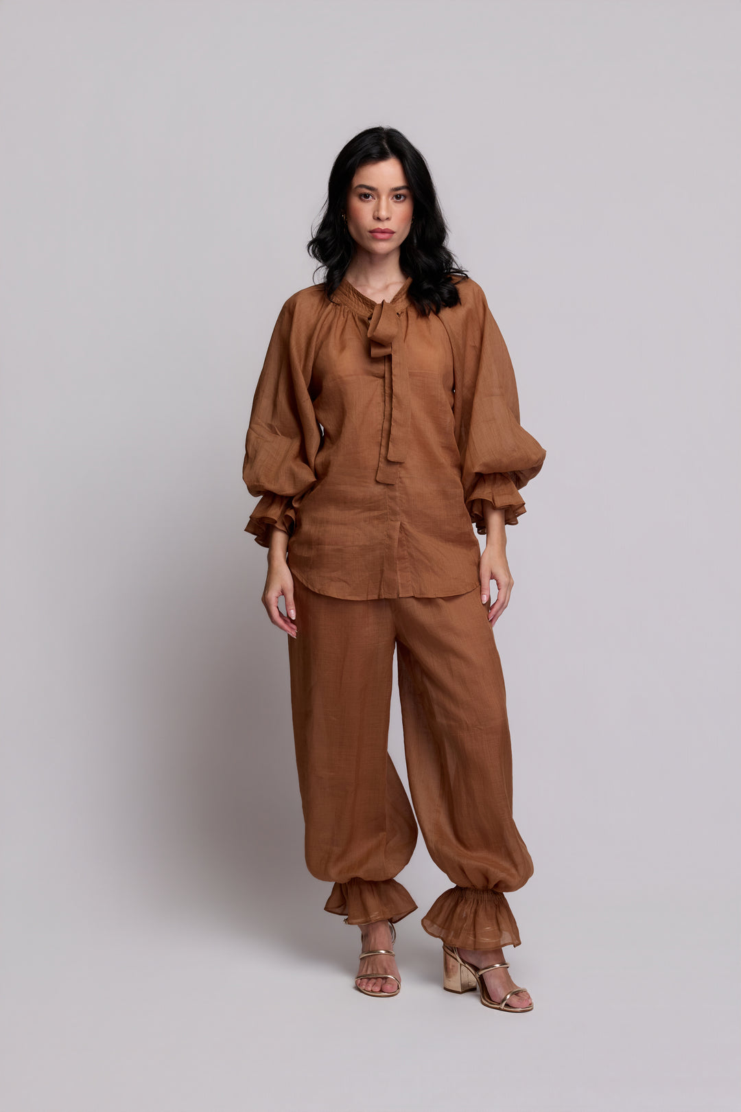 Calça Aladim Flora Rami Marrom
