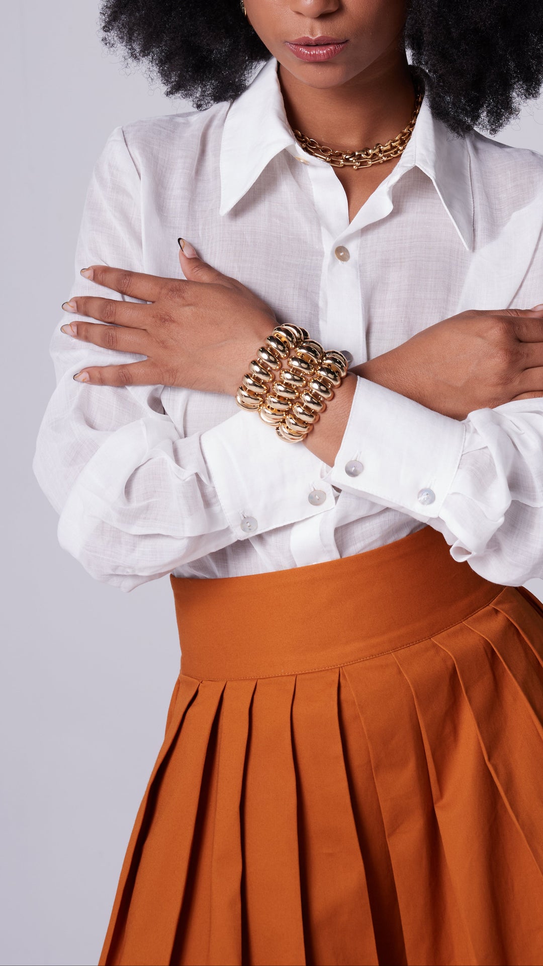 Saia Quitéria Sarja Caramelo