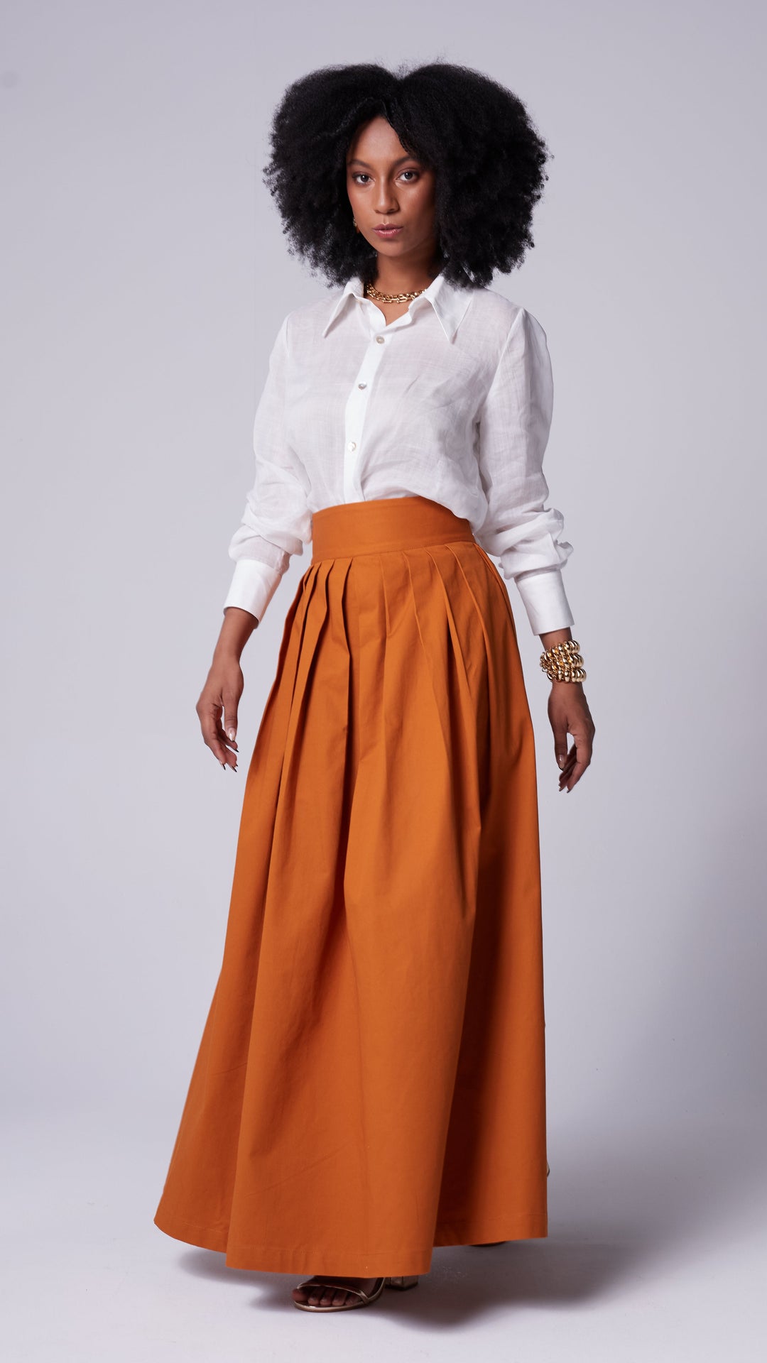 Saia Quitéria Sarja Caramelo