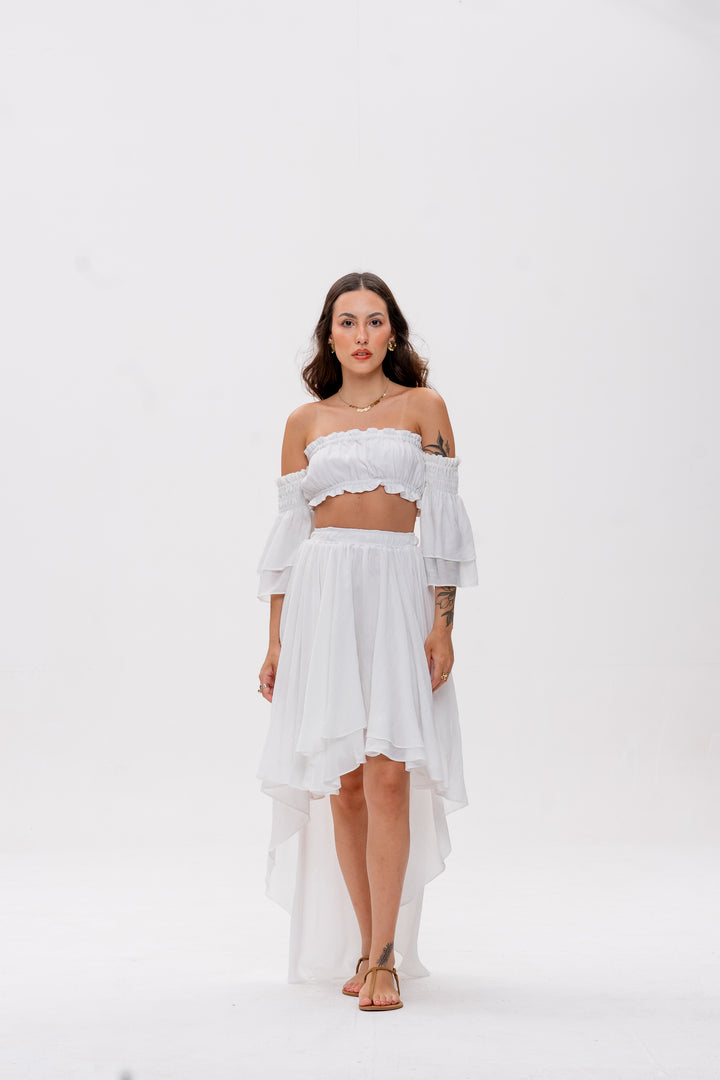 Saia Mullet Bohoo Branca