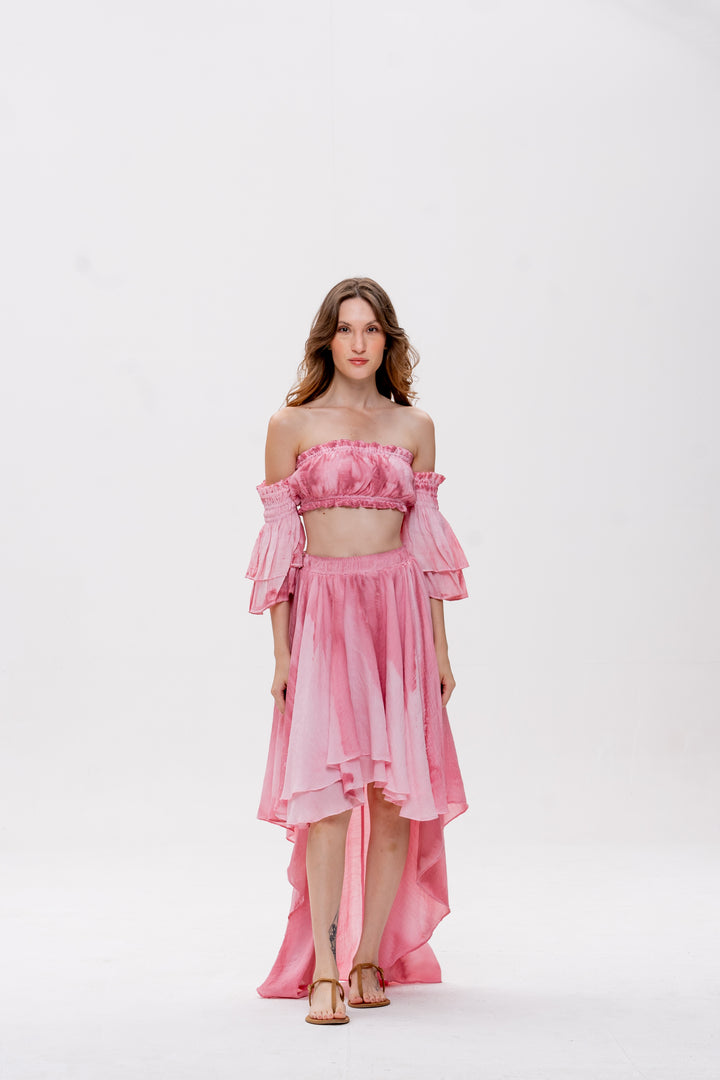 Saia Mullet Bohoo Rosa Velho