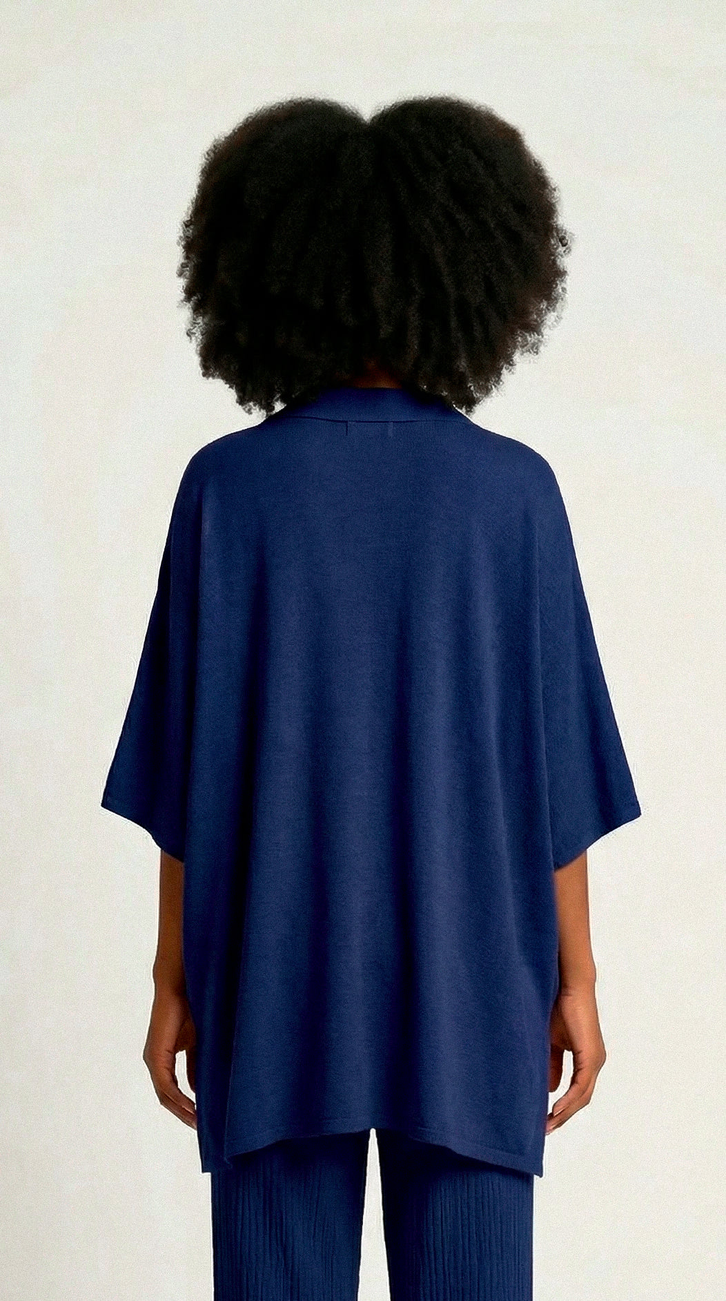 Kaftan Curto Falésias Azul Marinho