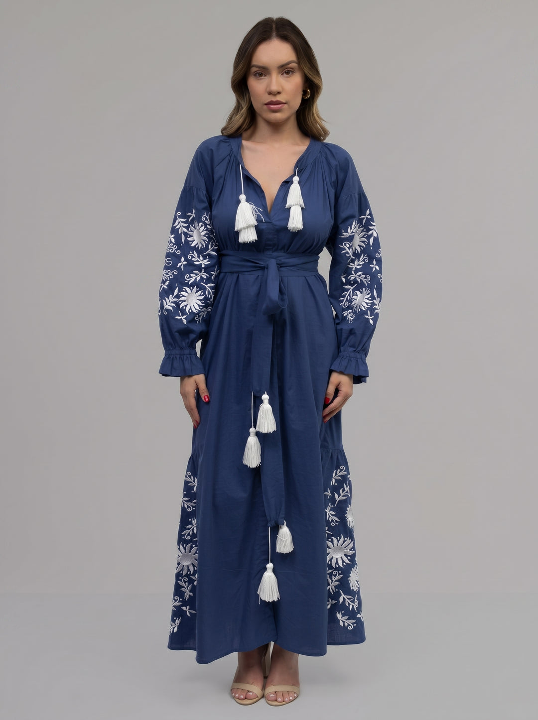 Vestido Joana Azul Marinho Com Off White