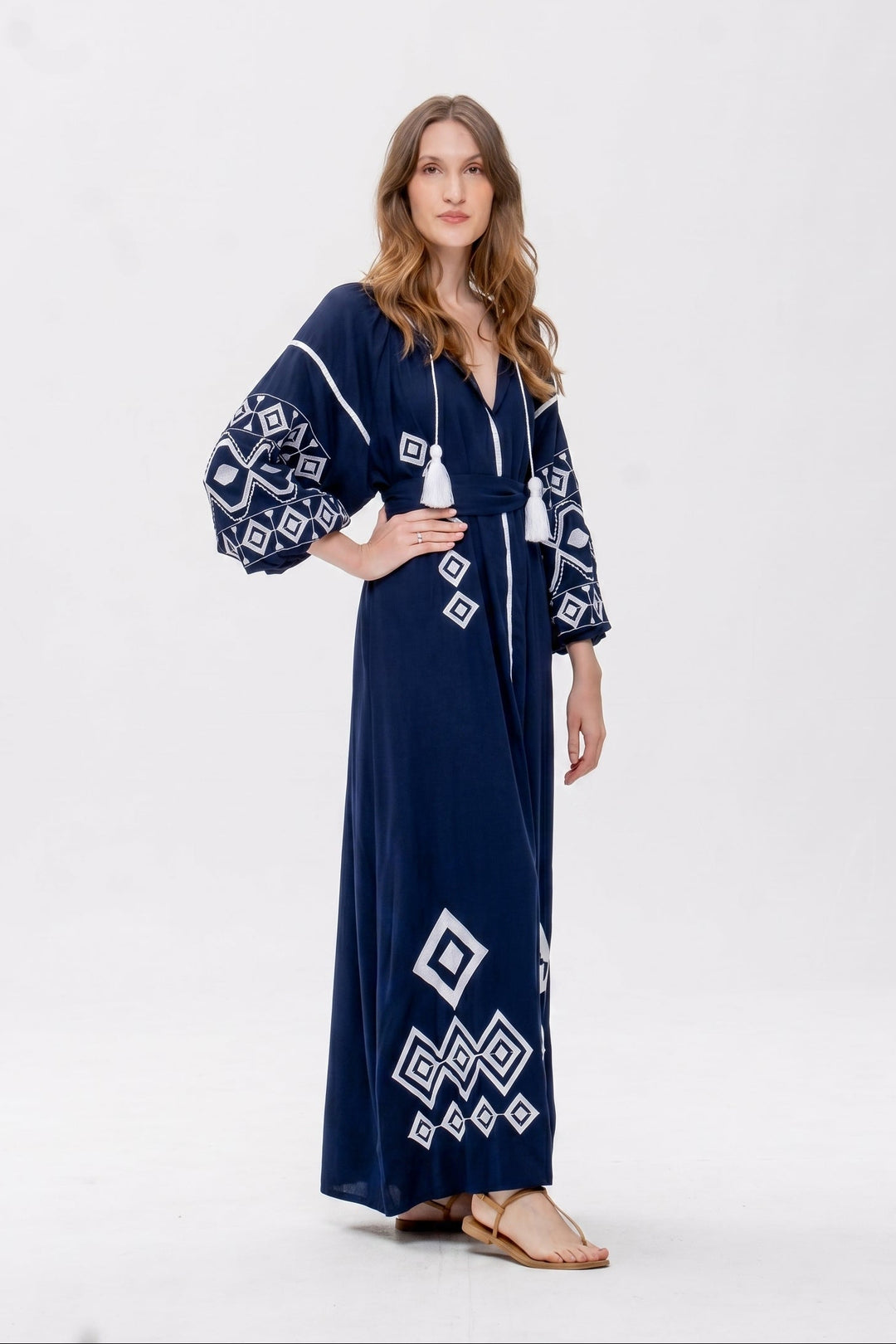 Navy Blue and White Dubai Dress