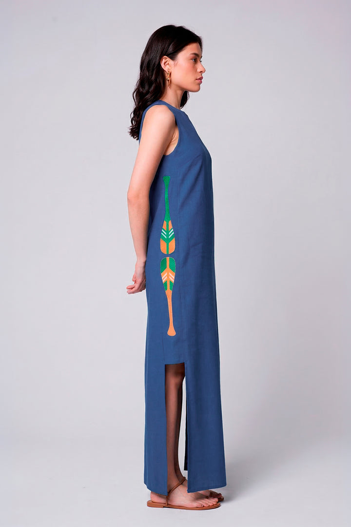 Vestido Remo Cotidiano Azul Índigo