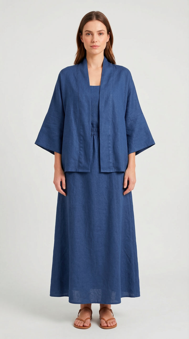 Saia Midi Cotidiano Azul Índigo