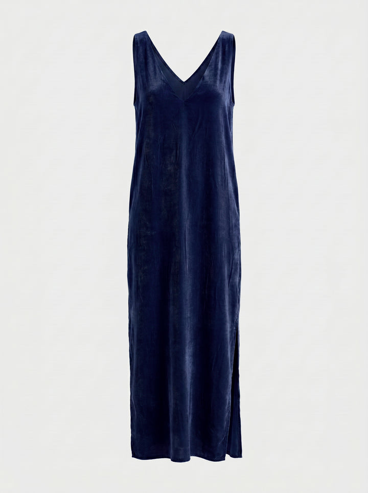Vestido Regata Antonella Veludo Azul Marinho