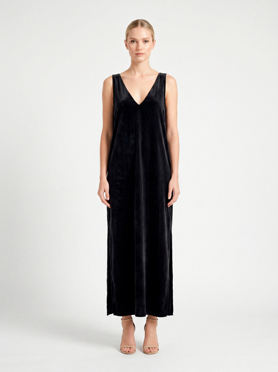 Vestido Regata Antonella Veludo Preto