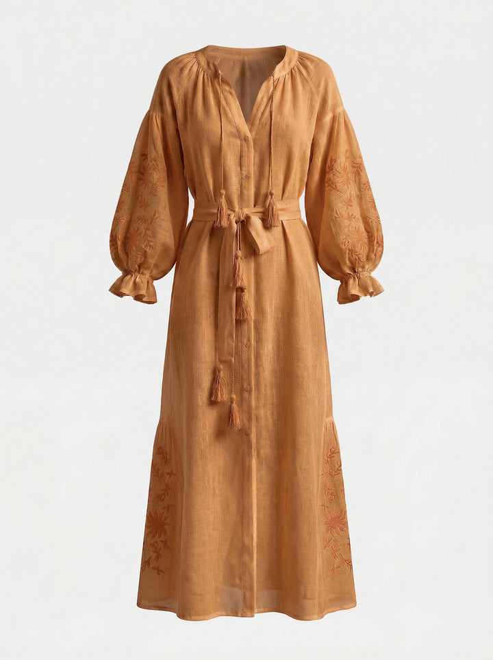 Valentina Beige and Beige Dress