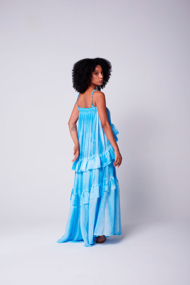 Vestido Alça Bohoo Azul Caribe