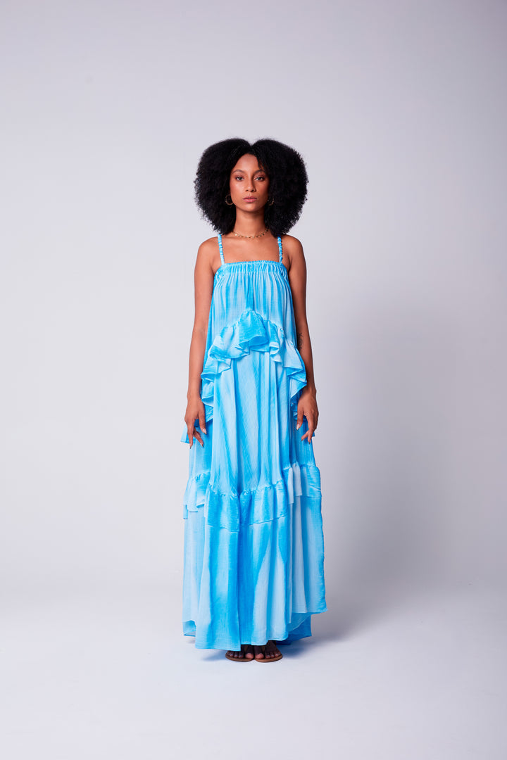 Vestido Alça Bohoo Azul Caribe