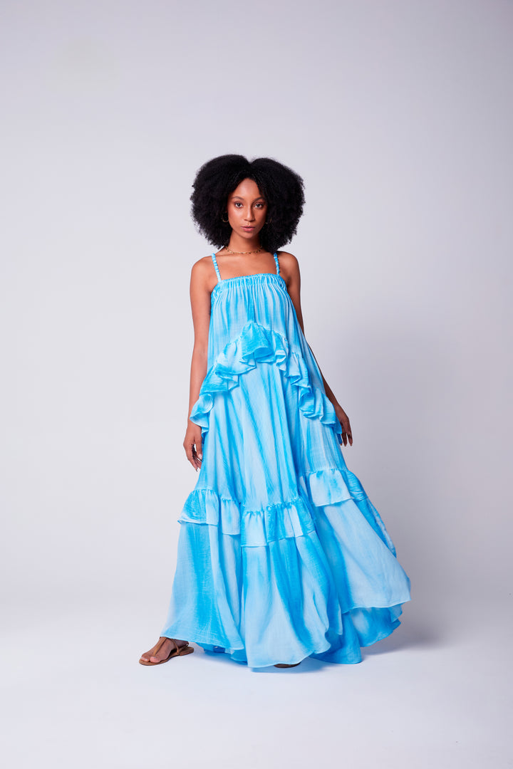 Vestido Alça Bohoo Azul Caribe