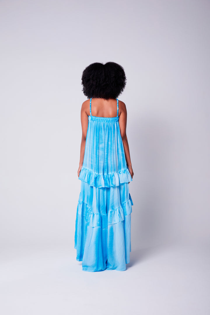 Vestido Alça Bohoo Azul Caribe