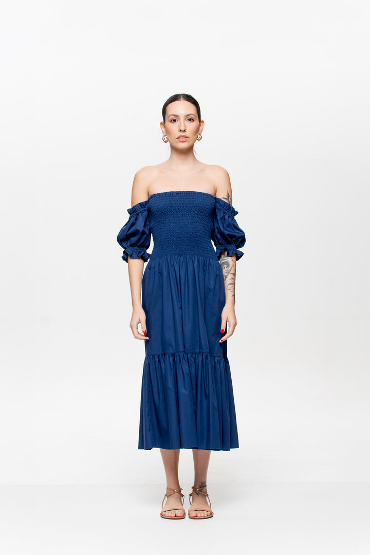 Vestido Midi Luzia Azul Marinho