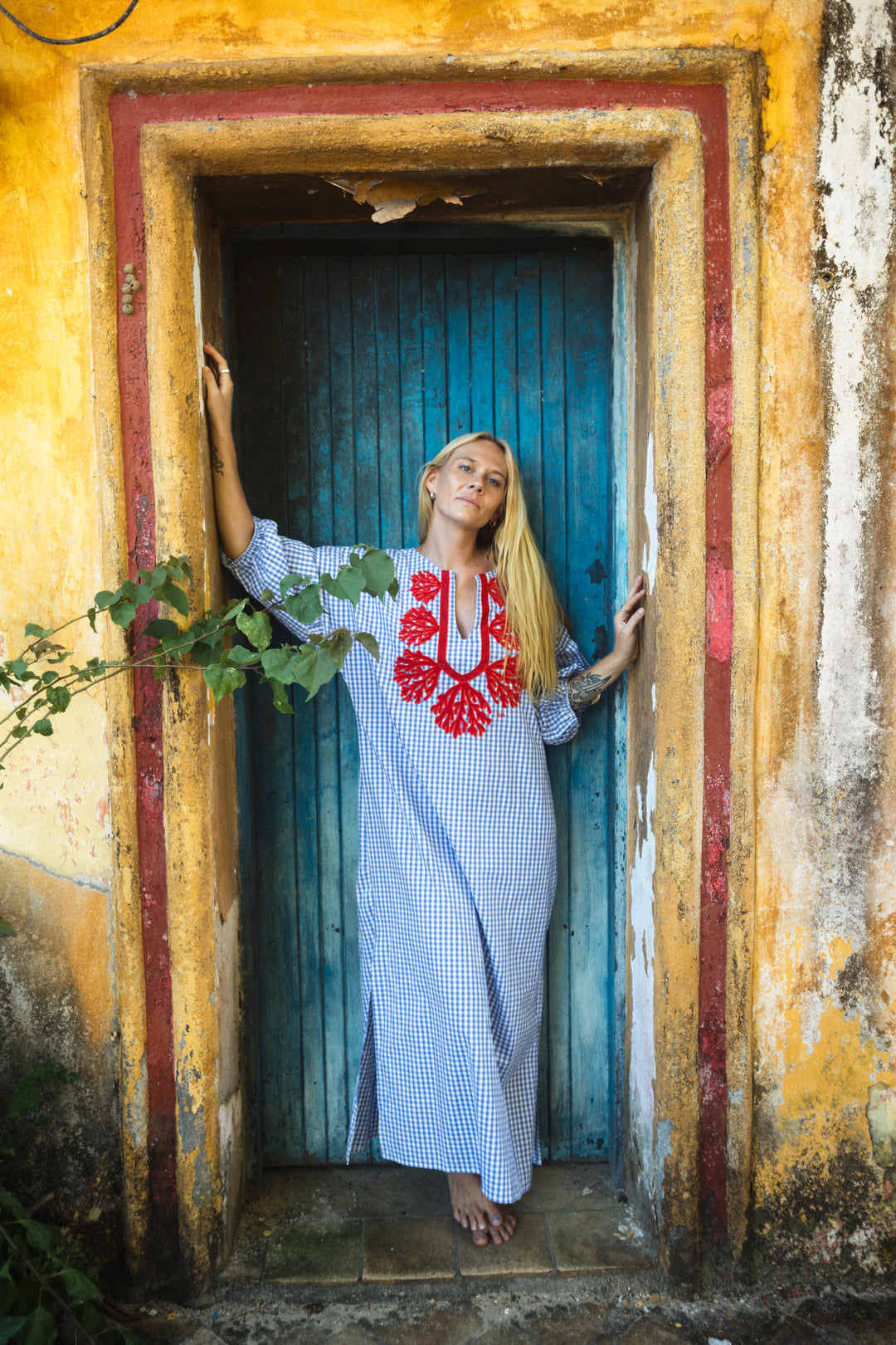 Vichy Coraline Dress Blue with Red