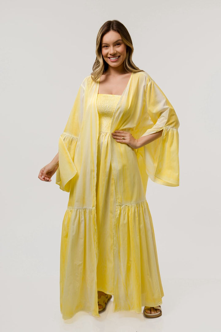Cotton Kimono with Crochet Evil Eye - Kefi
