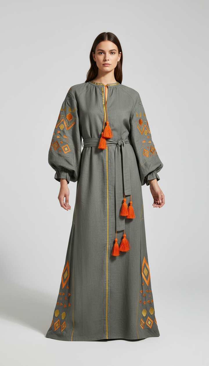 Vestido Étnico Fendi com Laranja