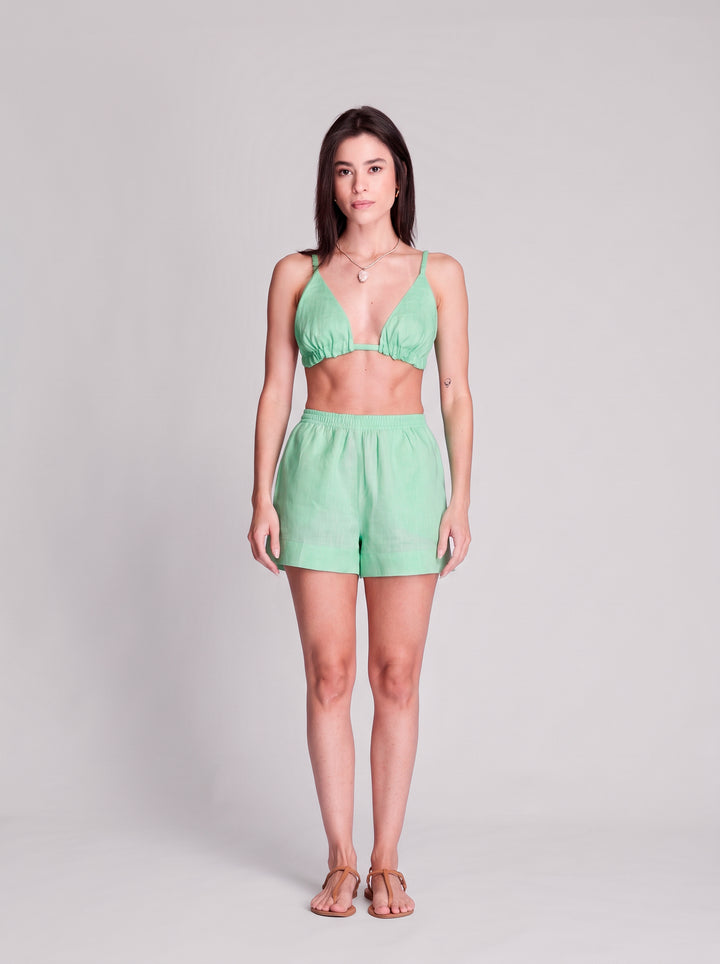 Shorts Cocar Linho Menta