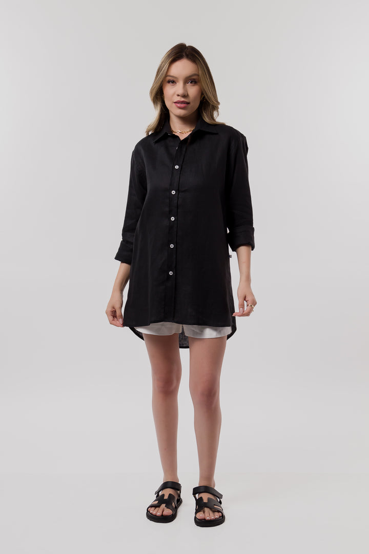 Camisa Cocar Slim Preto com Verde