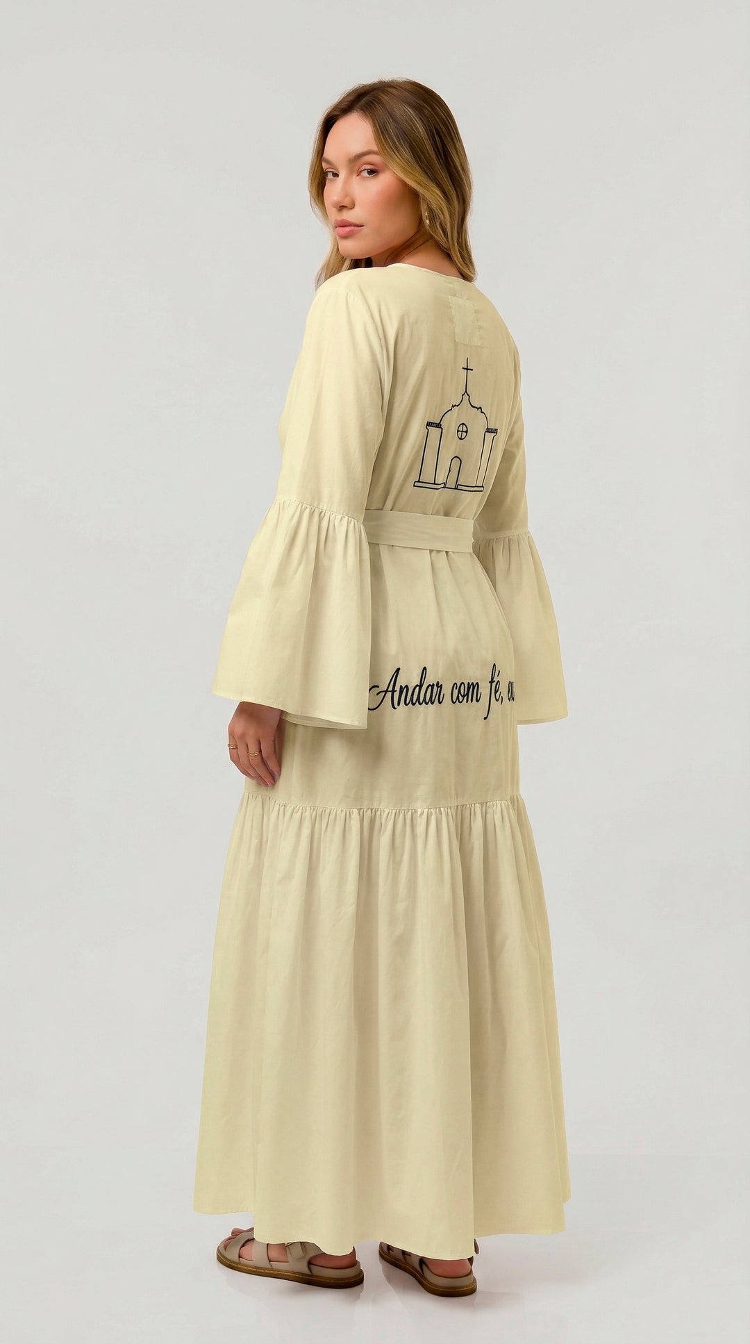 Kimono Trancoso Amarelo Manteiga com Azul
