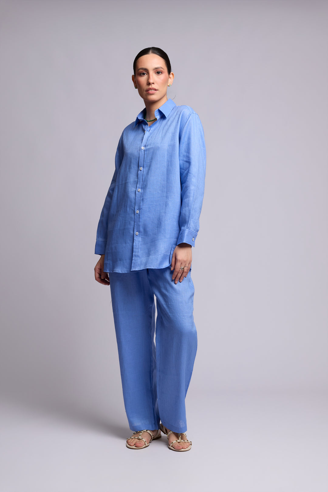 Calça Quitéria Linho Azul Caribe