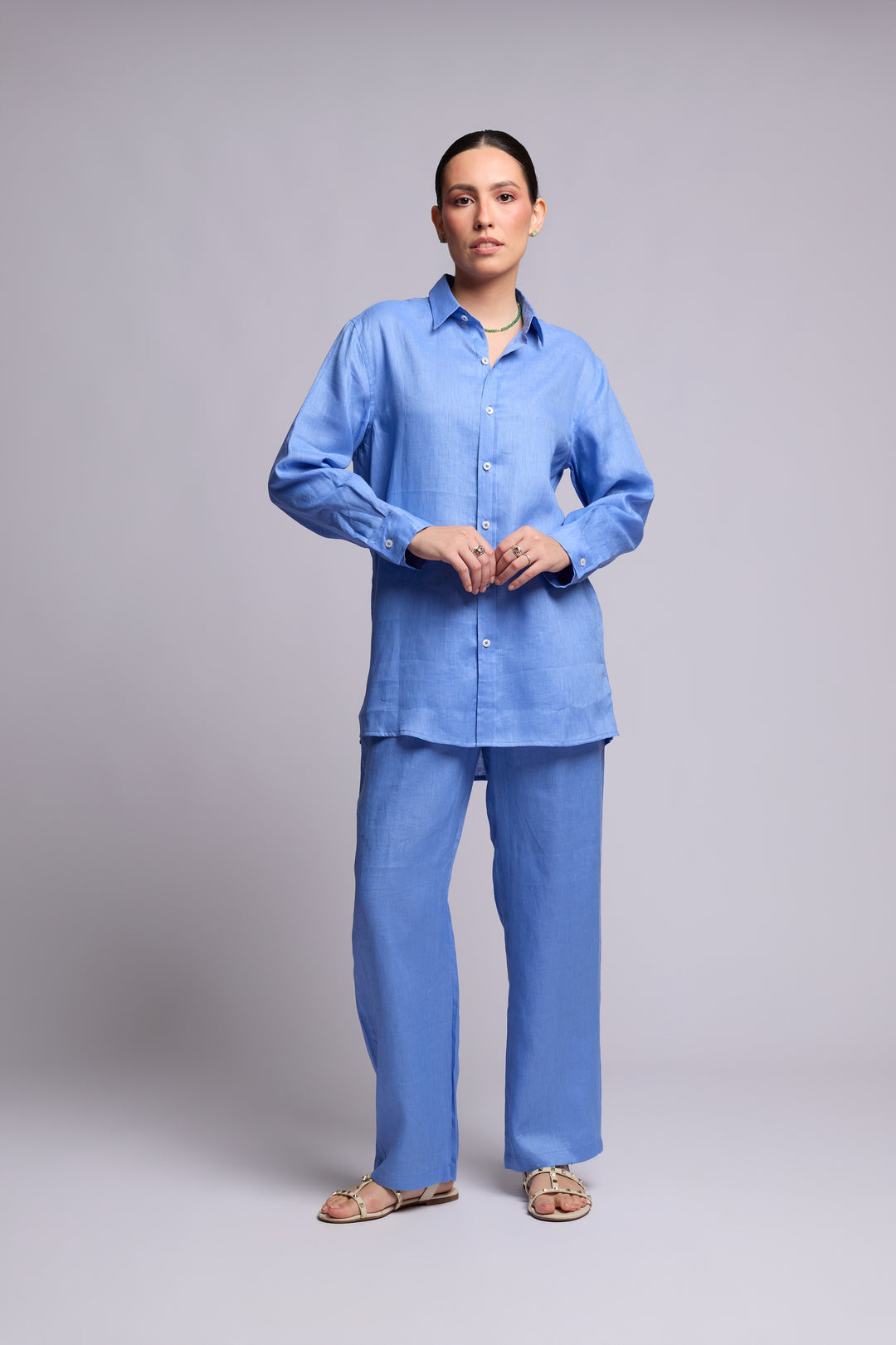Calça Quitéria Linho Azul Caribe
