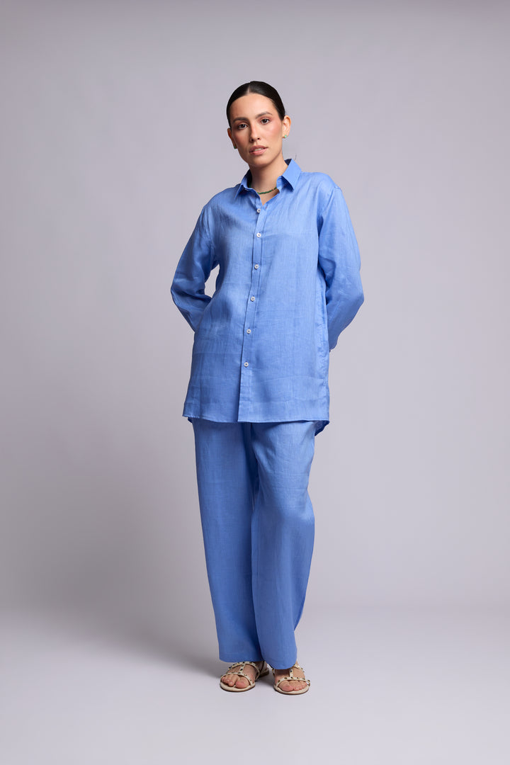 Calça Quitéria Linho Azul Caribe