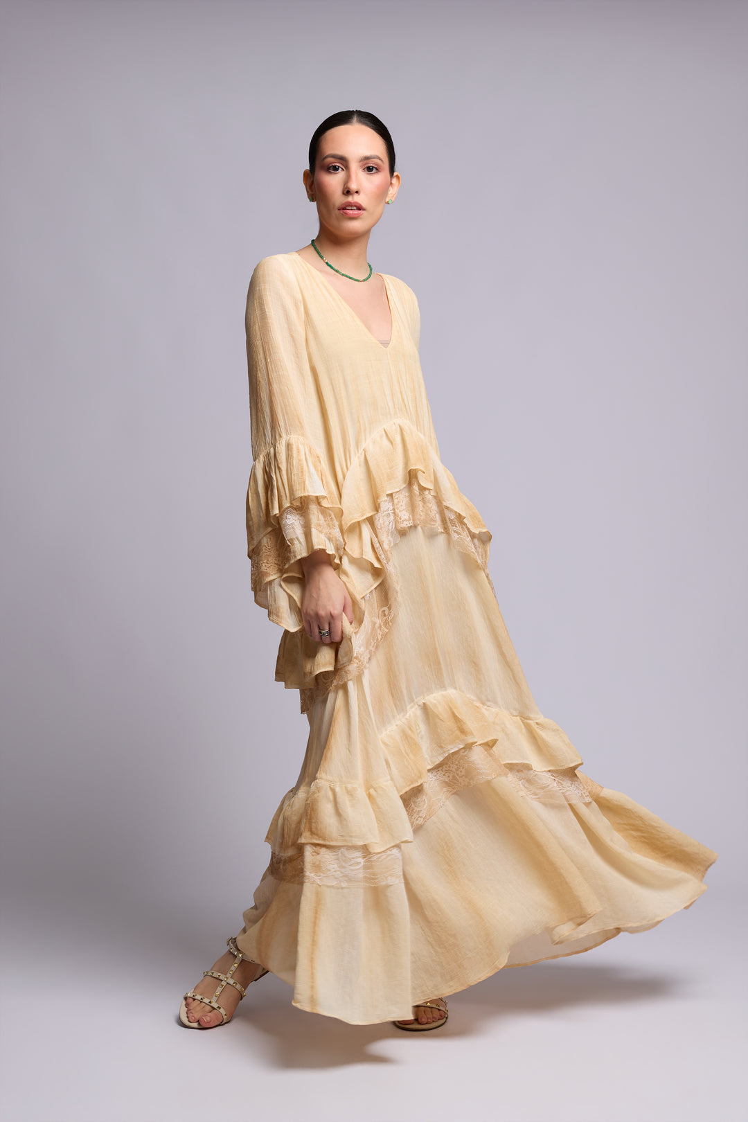Brigite Green Linen Gauze Skirt