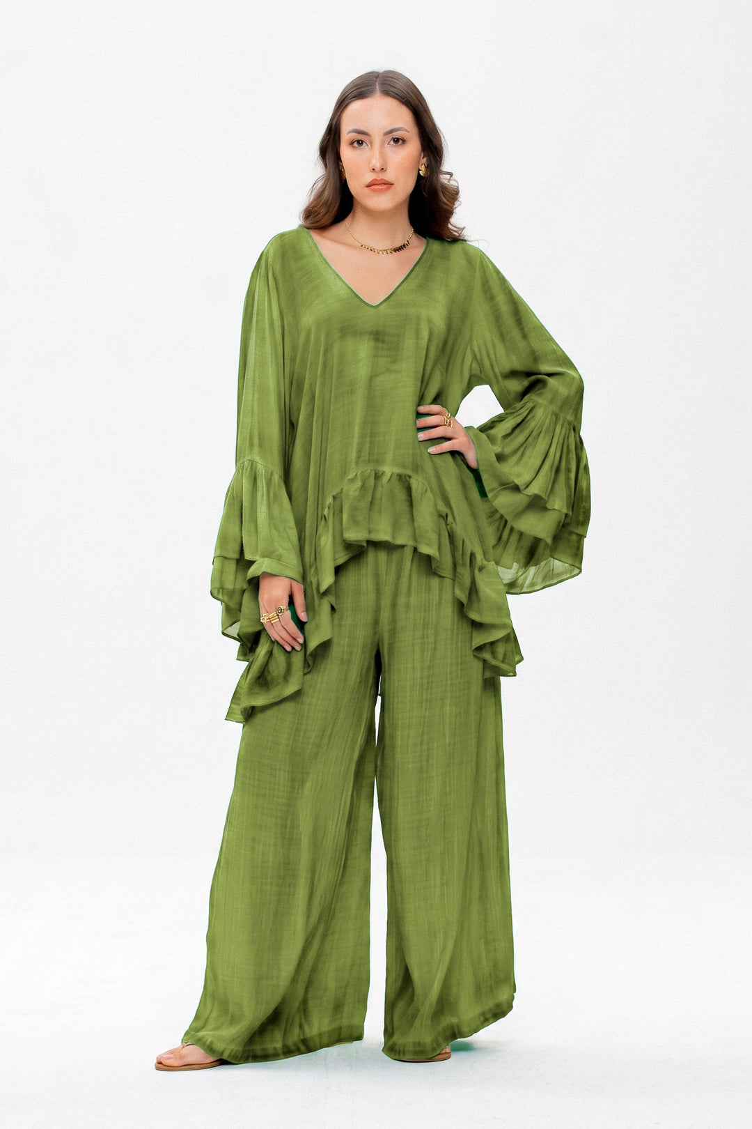 Brigite Green Linen Gauze Skirt