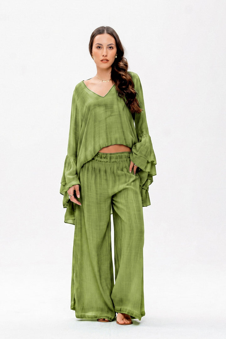Brigite Green Linen Gauze Skirt