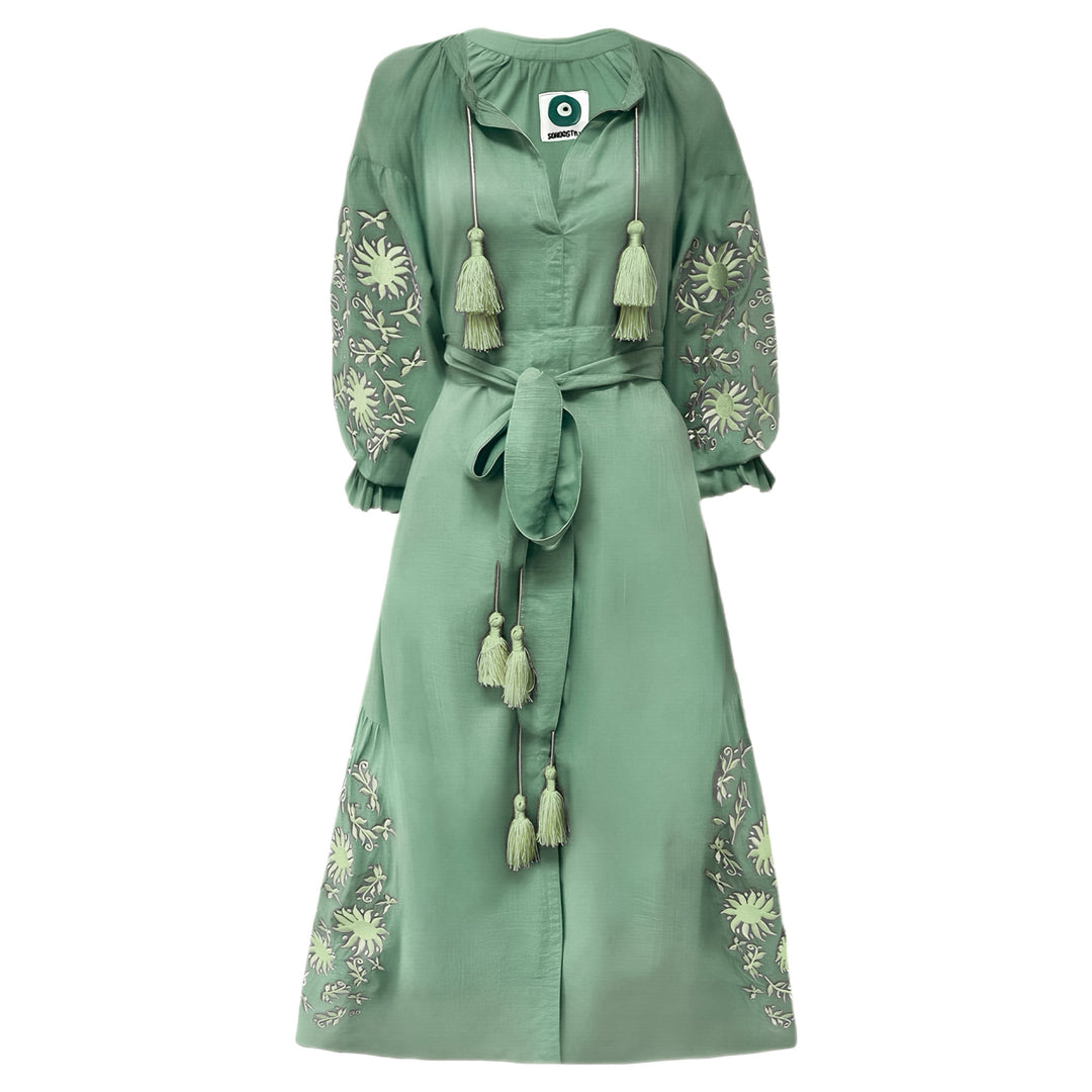 (OL) Vestido Joana Verde Musgo com Verde