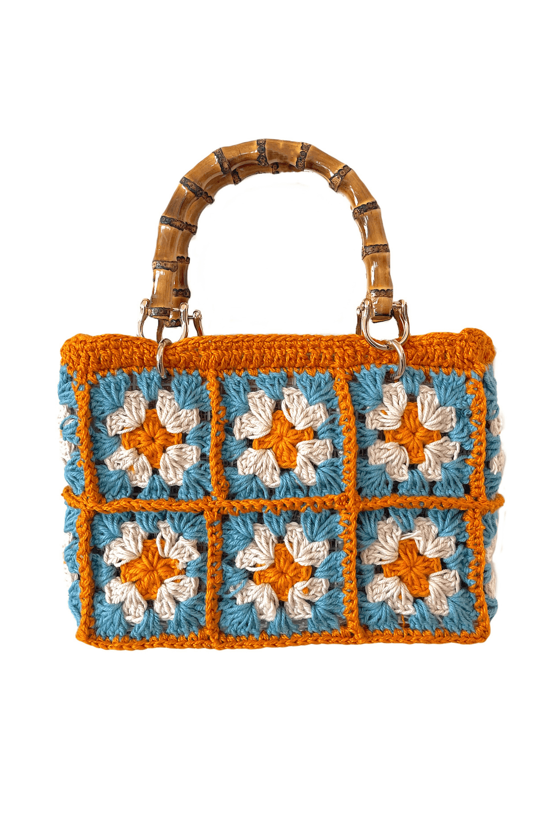 Bolsa Crochê Nina Azul com Laranjada - Sohoostyle